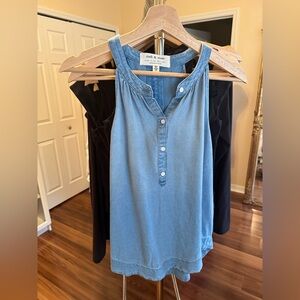 Anthropologie Cloth & Stone Chambray Sleeveless Tank Top